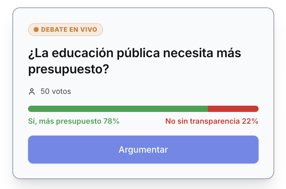 Card de resultado del debate en vivo